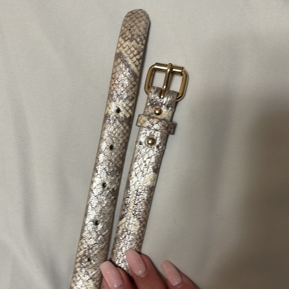 Ann Taylor Metallic Snake Skin Leather Belt - Picture 8 of 11